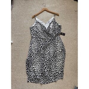 Express Leopard Print Wrap Front Midi Dress Sleeveless XL Y2K timeless classic